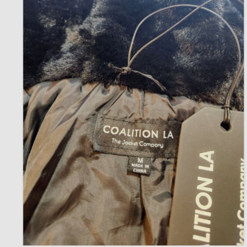 Coalition LA Hooded Faux Fur Snap Coat With Pockets - Picture 12 of 15
